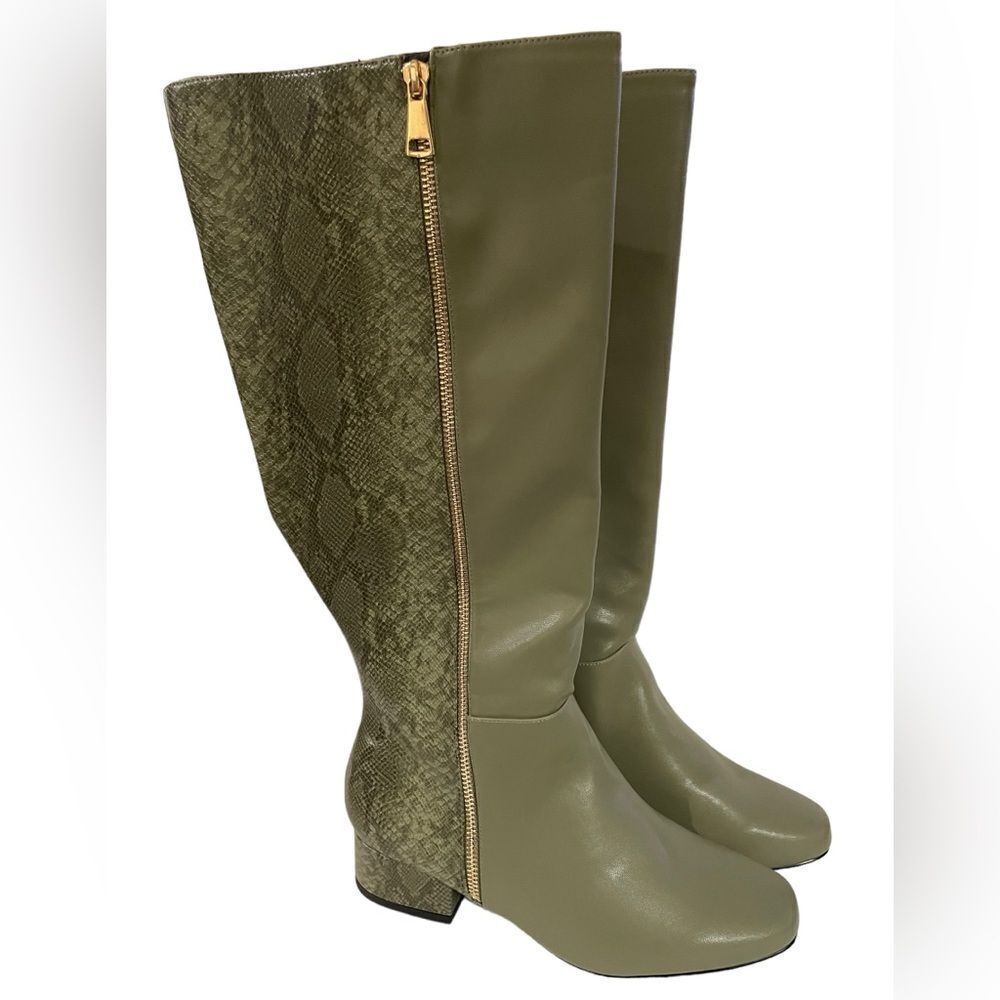 SNAKESKIN DESIGN GREEN‎ BOOTS BY COMFORTVIEW